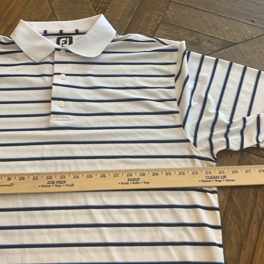 Mens Footjoy Golf Polo. White with Cyan Navy Stripes. Size XL. - Picture 4 of 8